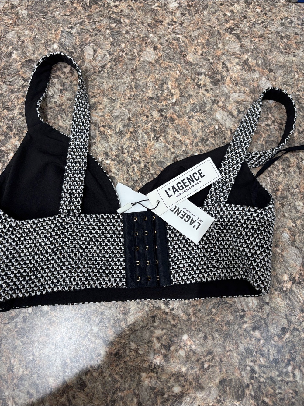 L'AGENCE Black and White Textured Bralette